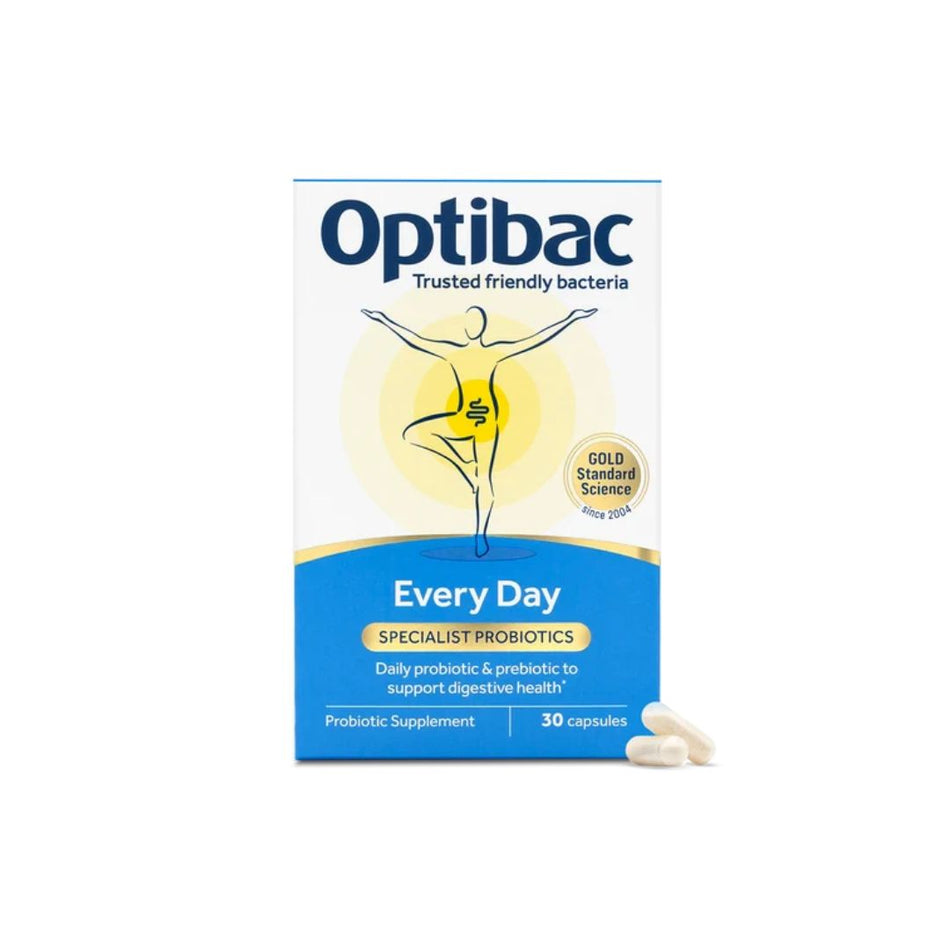 Optibac Every Day Digestive Supplement 30 Capsules packaging on a white background