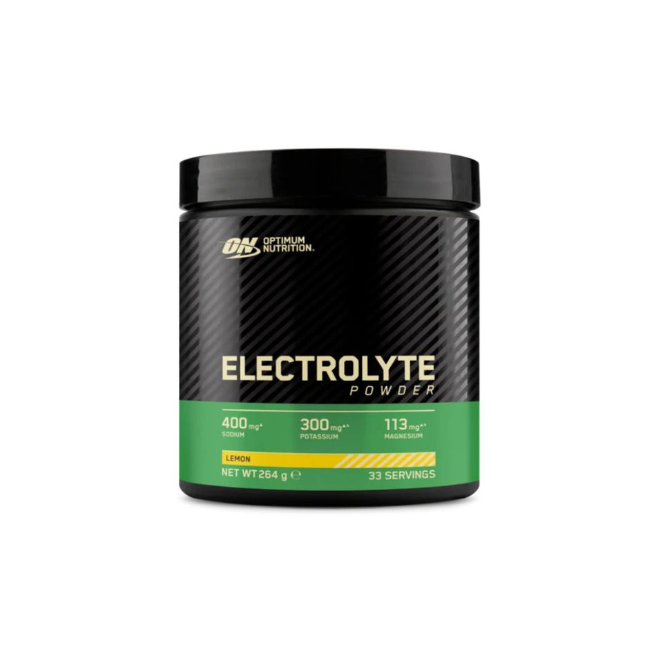Optimum Nutrition Electrolyte Powder container (front angle) on a white background