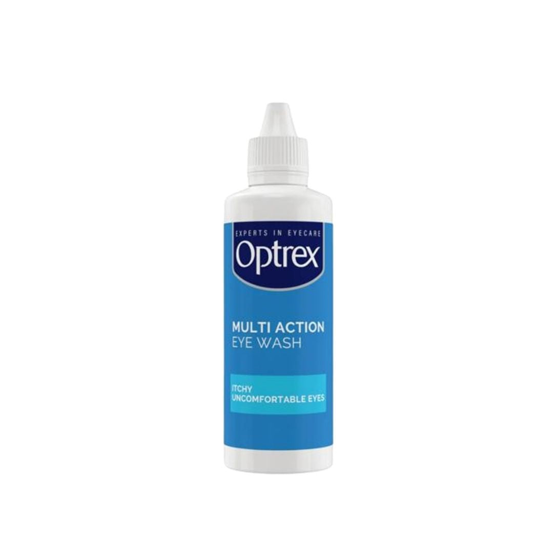 Optrex Multi Action Eye Wash 100ml bottle on a white background