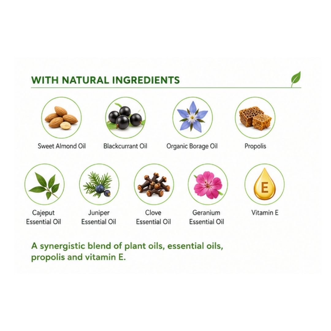 Otosan Natural Ear Drops 10ml 'WITH NATURAL INGREDIENTS' graphic on a light green background