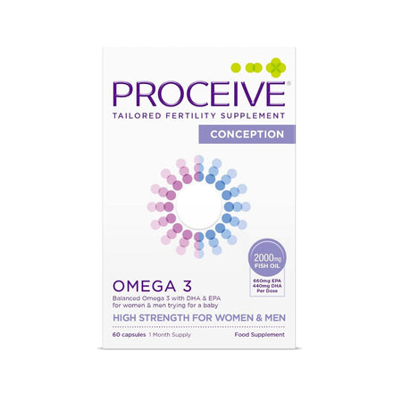 Proceive tailored fertility supplement packaging on a white background