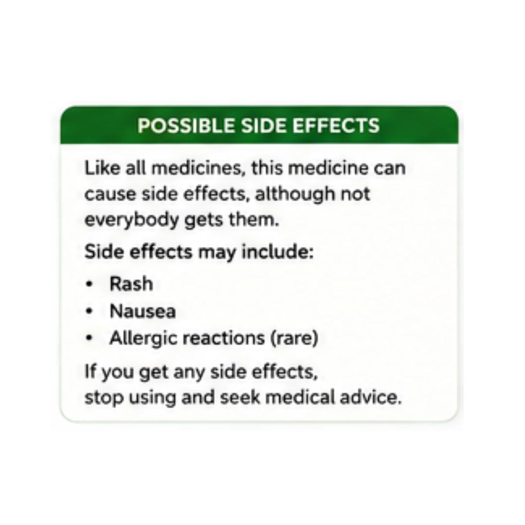 Panadol ActiFast 500mg 12 Soluble Tablets 'POSSIBLE SIDE EFFECTS' graphic
