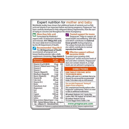 Nutritional label for expert nutrition for mother and baby on a white background
