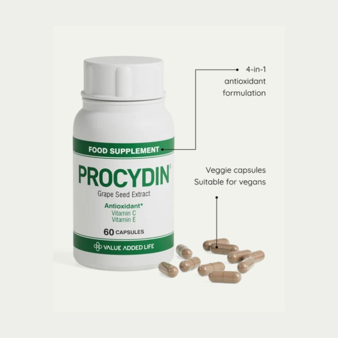 Procydin Grape Seed Extract Antioxidant 60 Capsules container with product information
