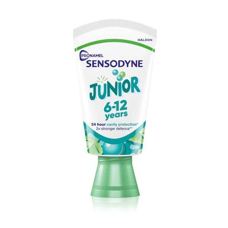 Sensodyne Junior toothpaste tube for 6-12 years old on a white background