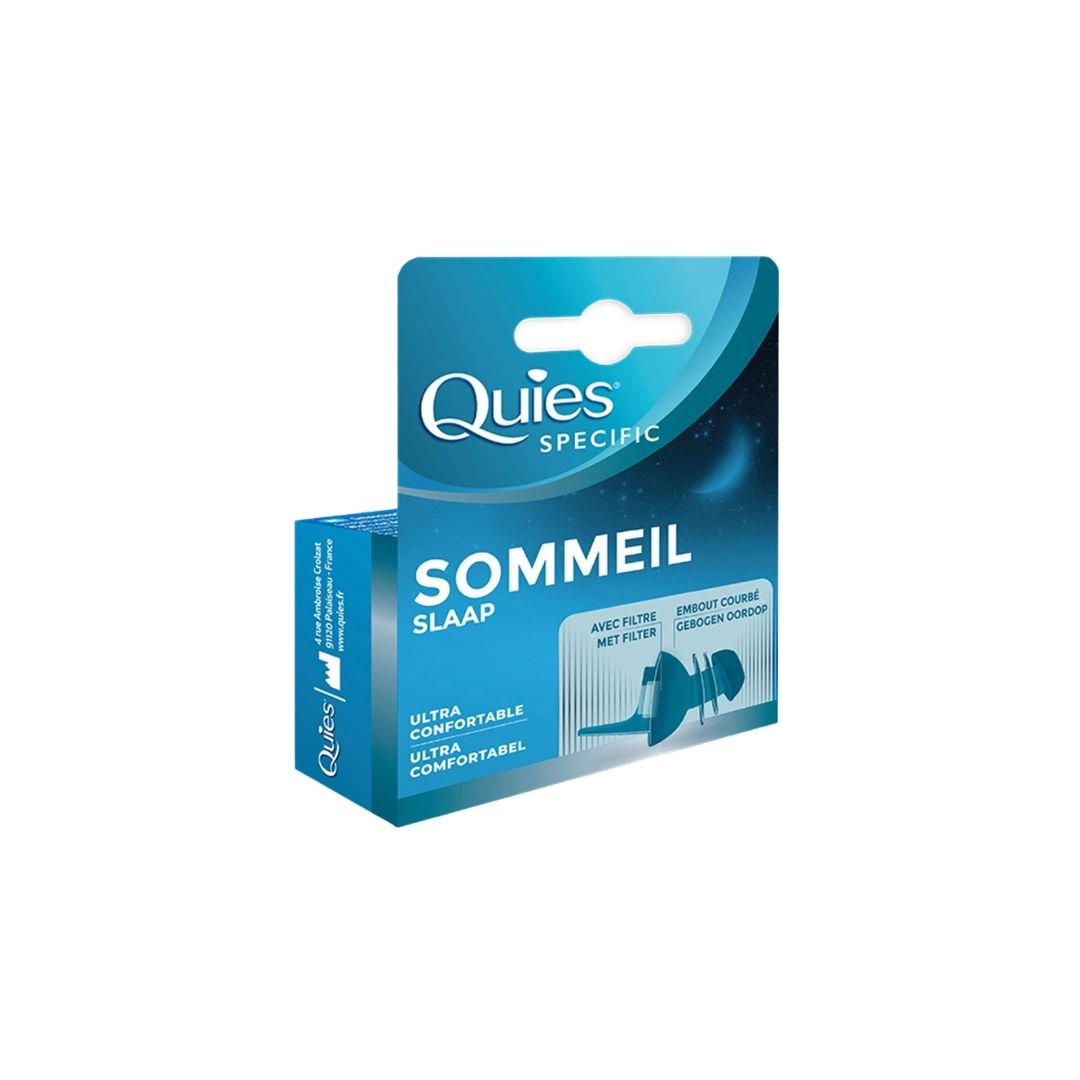 Quies Specific Sleep Ear Plugs packaging on a white background