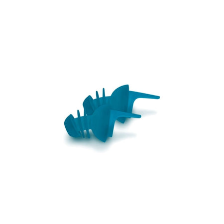 A pair of bright teal blue plastic gear-like components with teeth, shown on a clean white background.
