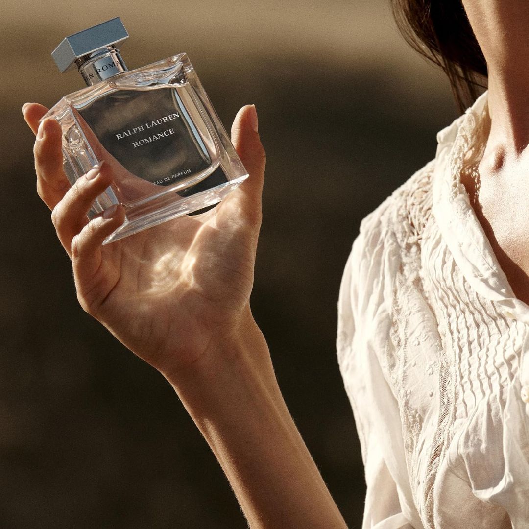 Ralph Lauren Romance Eau de Parfum 50ml being held in a woman's hand