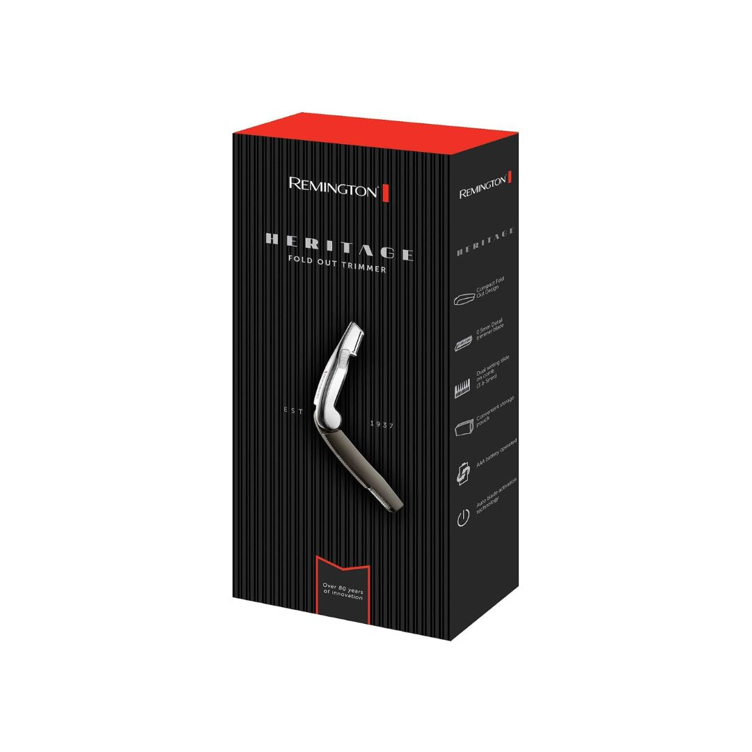 Remington Heritage Fold Out Trimmer packaging on a white background