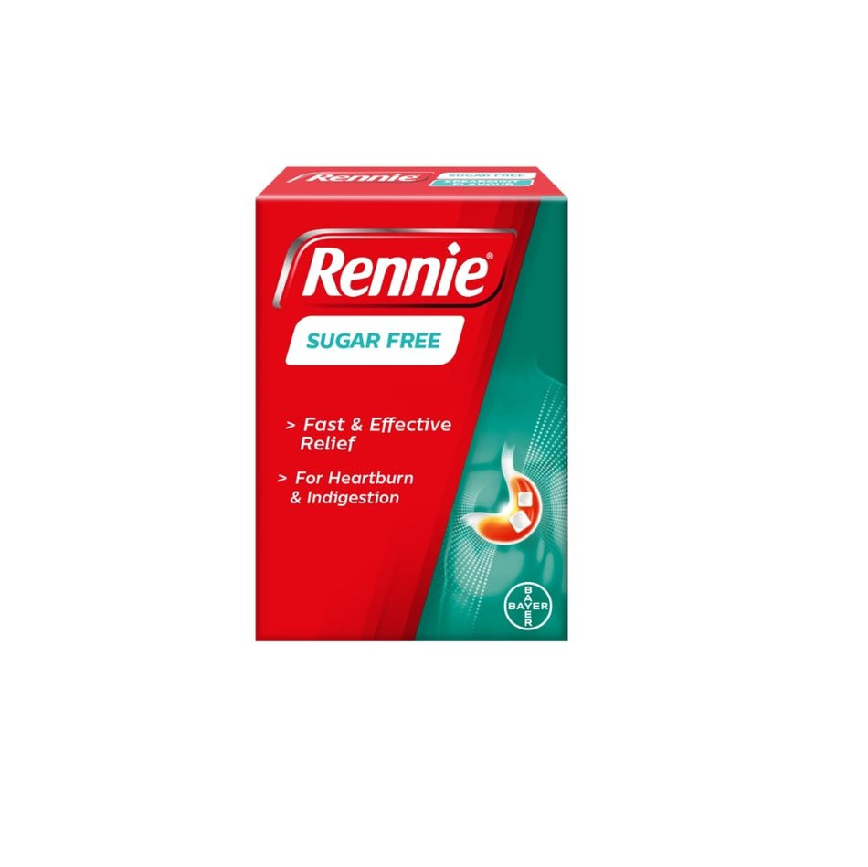 Rennie Sugar Free Chewable Tablets 24 Pack packaging on a white background