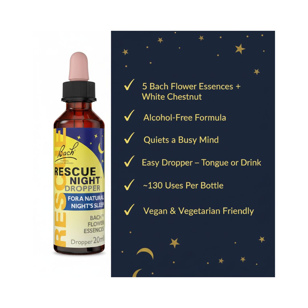 Rescure Remedy Night Dropper 20ml benefits graphic