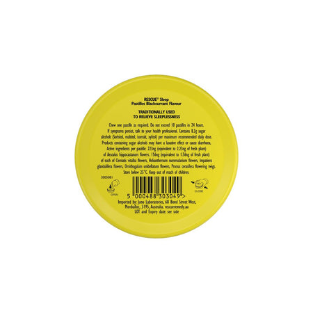 Rescue remedy Pastilles Blackcurrant back of container