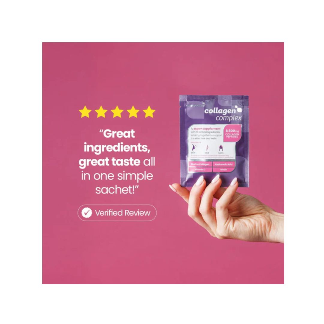 Revive Active Collagen Complex Verified Review on a pink background