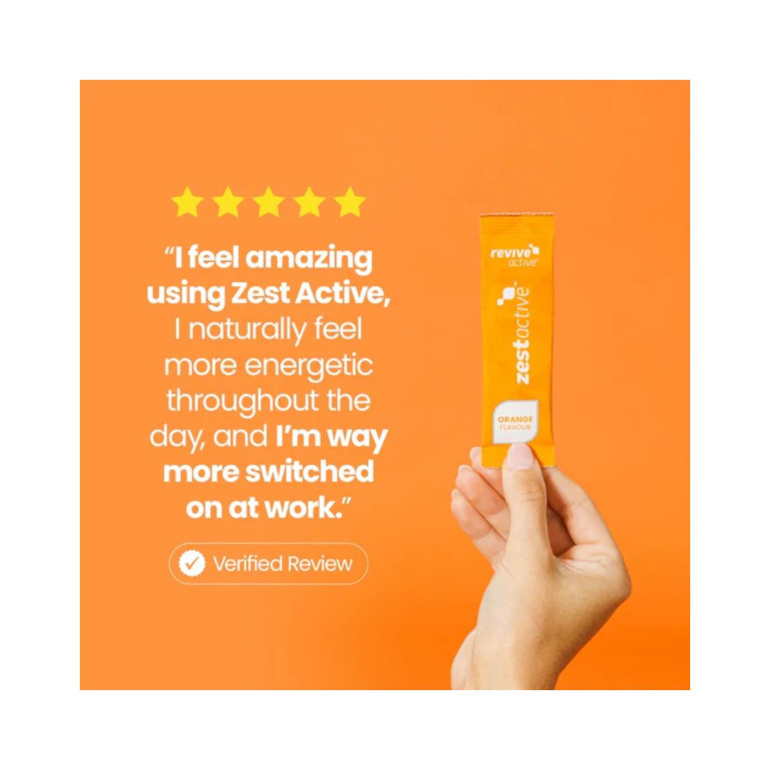 Zest Active Orange Verified Review on an orange background