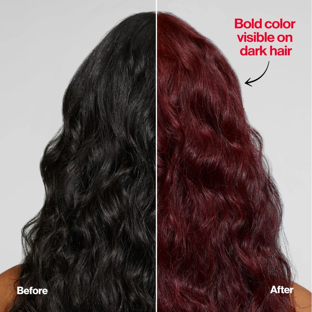 Revlon ColorSilk Beautiful Color 27 Deep Rich Brown - Before and after comparison of hair color change on dark hair.