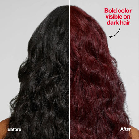 Revlon ColorSilk Beautiful Color 27 Deep Rich Brown - Before and after comparison of hair color change on dark hair.