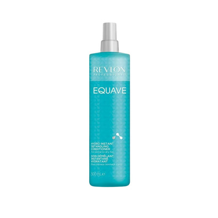 A 300 ml bottle of Revlon Professional Equave Hydro Intégrant Defatiguing Conditioner in a vibrant turquoise blue color with a white spray nozzle, set against a plain white background.