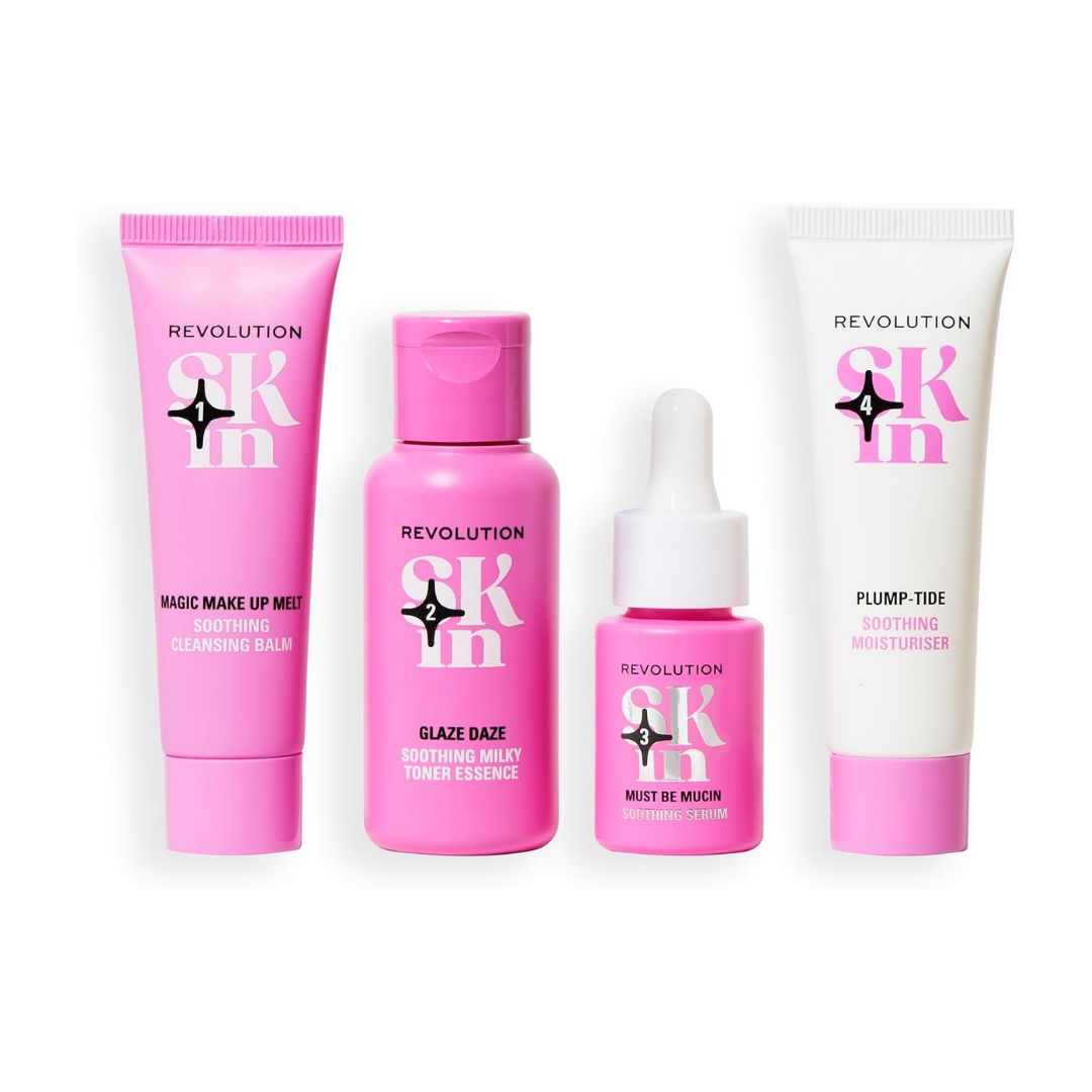 Revolution Skin Go Gentle Gift set components side-by-side on a white background