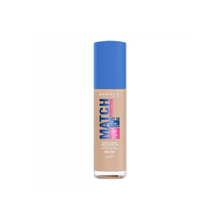 Rimmel Match Perfection Foundation 100N Ivory 30ml on a white background