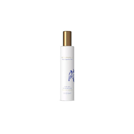 A tall white cylindrical bottle of Miraculous Body & Skin Care with a metallic gold cap, featuring a blue horse illustration and gold text on a plain white background.