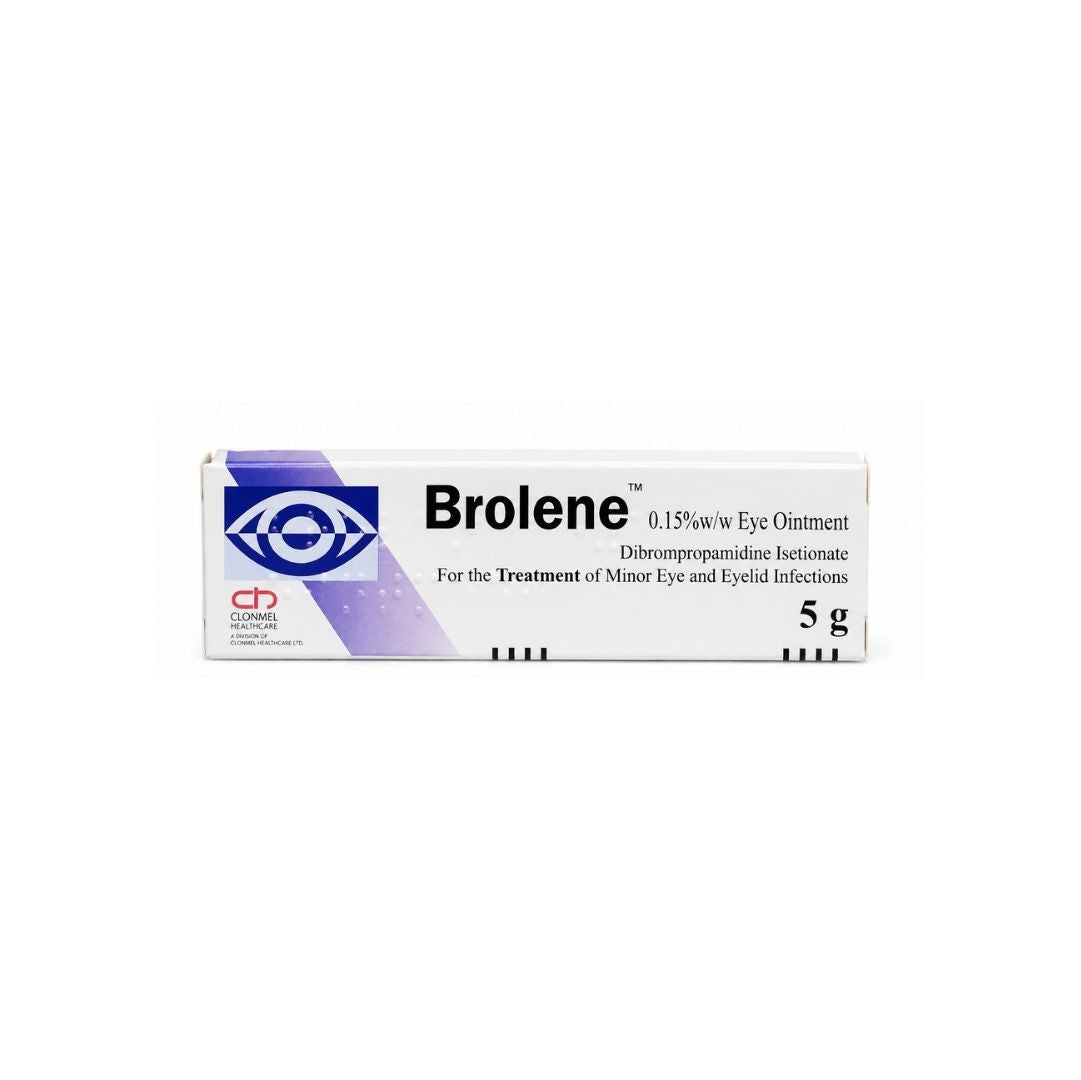 Brolene 0.15% w/w Eye Ointment 5g packaging on a white background