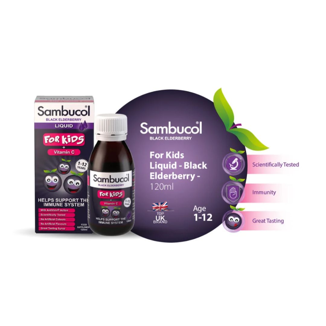 Sambucol Kids Immune Support Liquid 120ml graphic