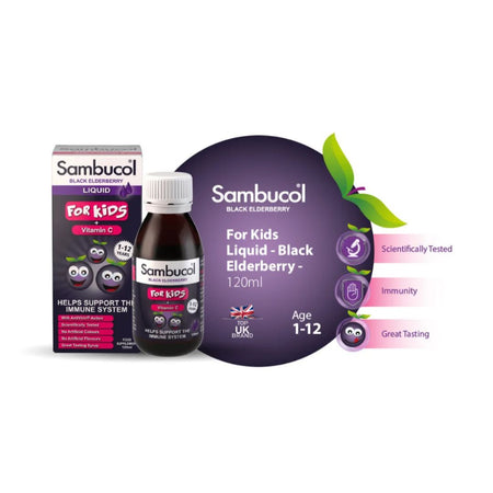 Sambucol Kids Immune Support Liquid 120ml graphic