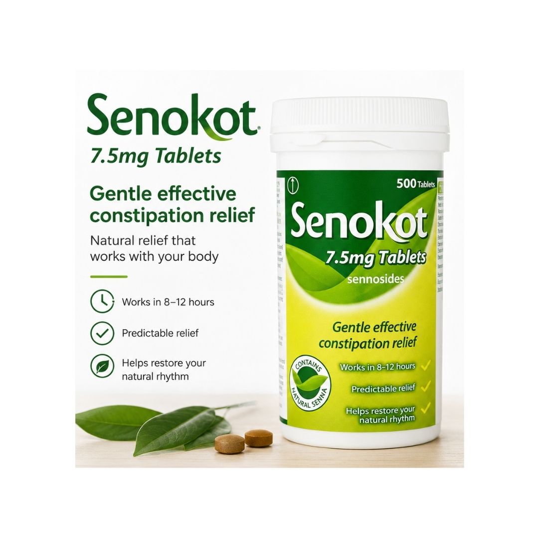 Senokot 7.5mg 500 Tablets product information graphic