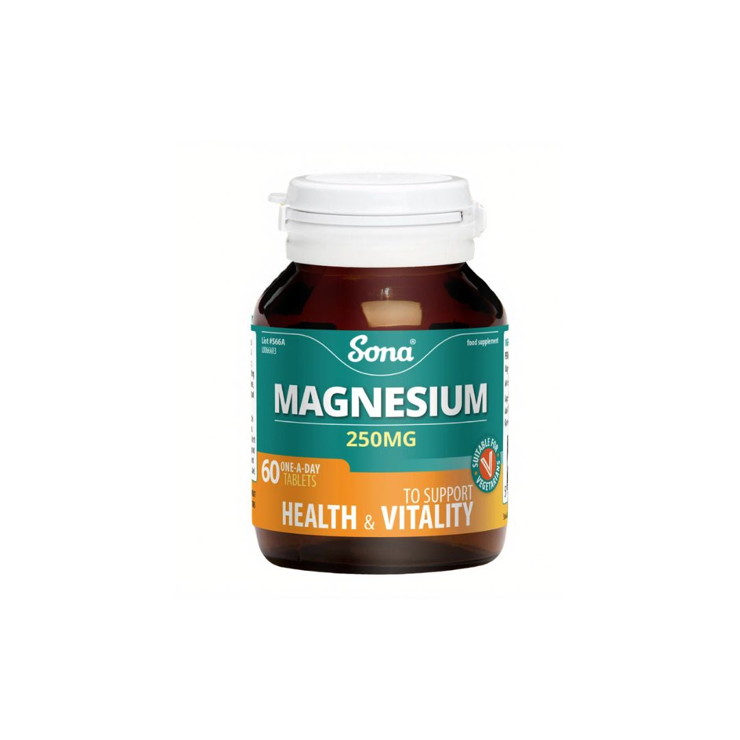 Sona Magnesium 250mg 60 Tablets container on a white background
