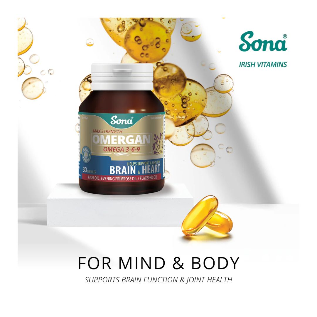 Sona Omergan 3-6-9 Fish Oil 30 Capsules omergan promotional graphic