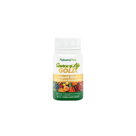 Natures Plus Source of Life Liquid Gold 30ml Shot on a white background