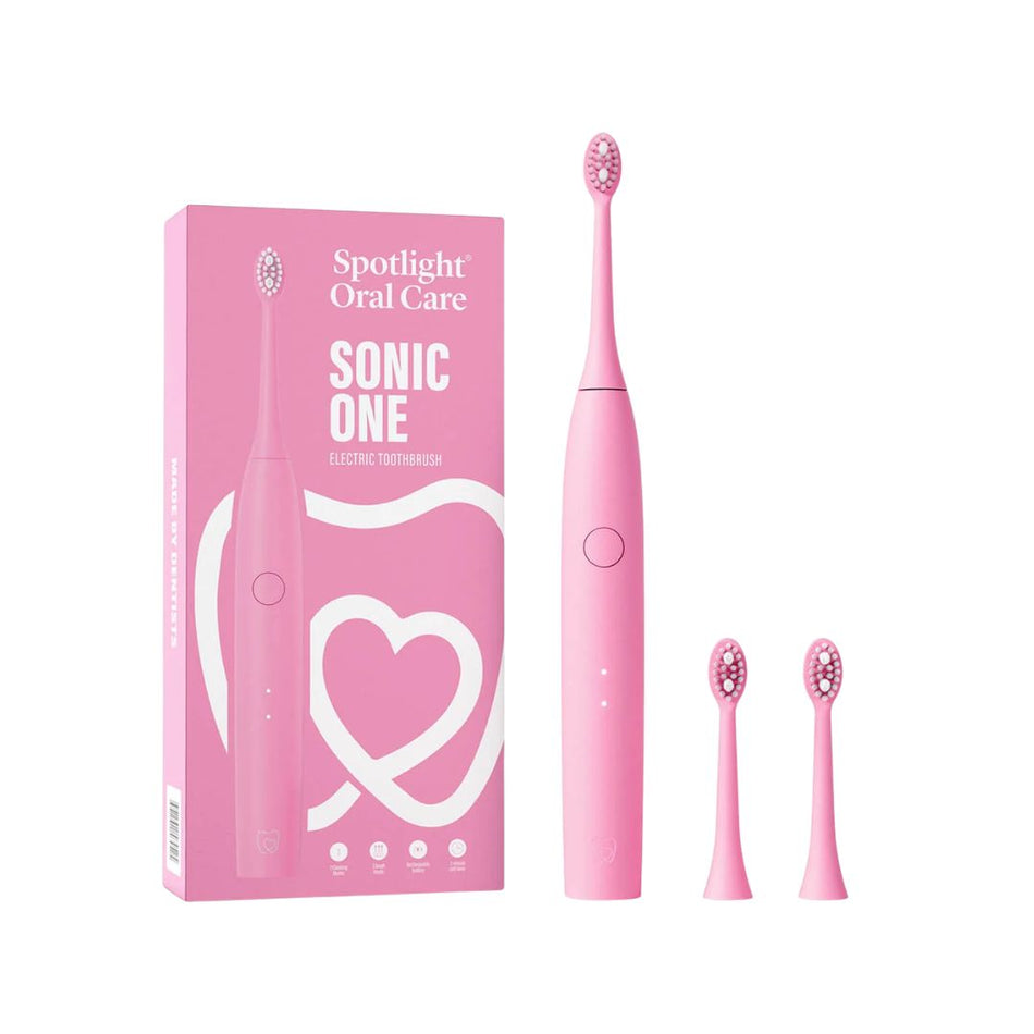 Spotlight Oral Care Sonic One Electric Toothbrush – Pink packaging and product on a white background