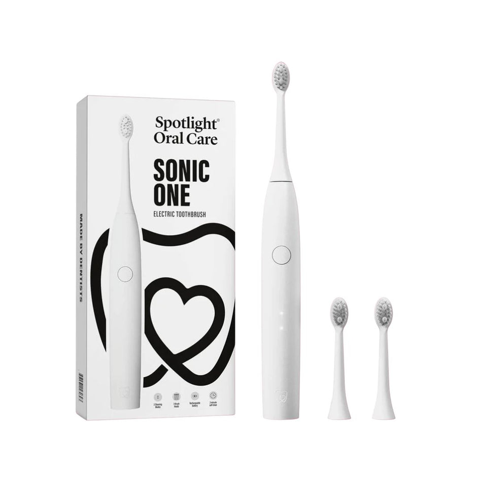 Spotlight Oral Care Sonic One Electric Toothbrush – White packaging and product on a white background