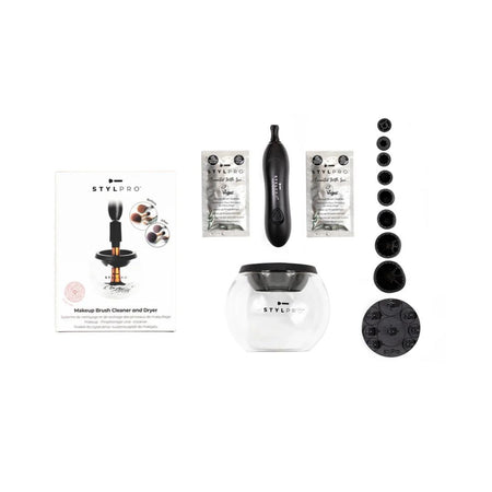STYLPRO Original Makeup Brush Cleaner and Dryer contents on a white background