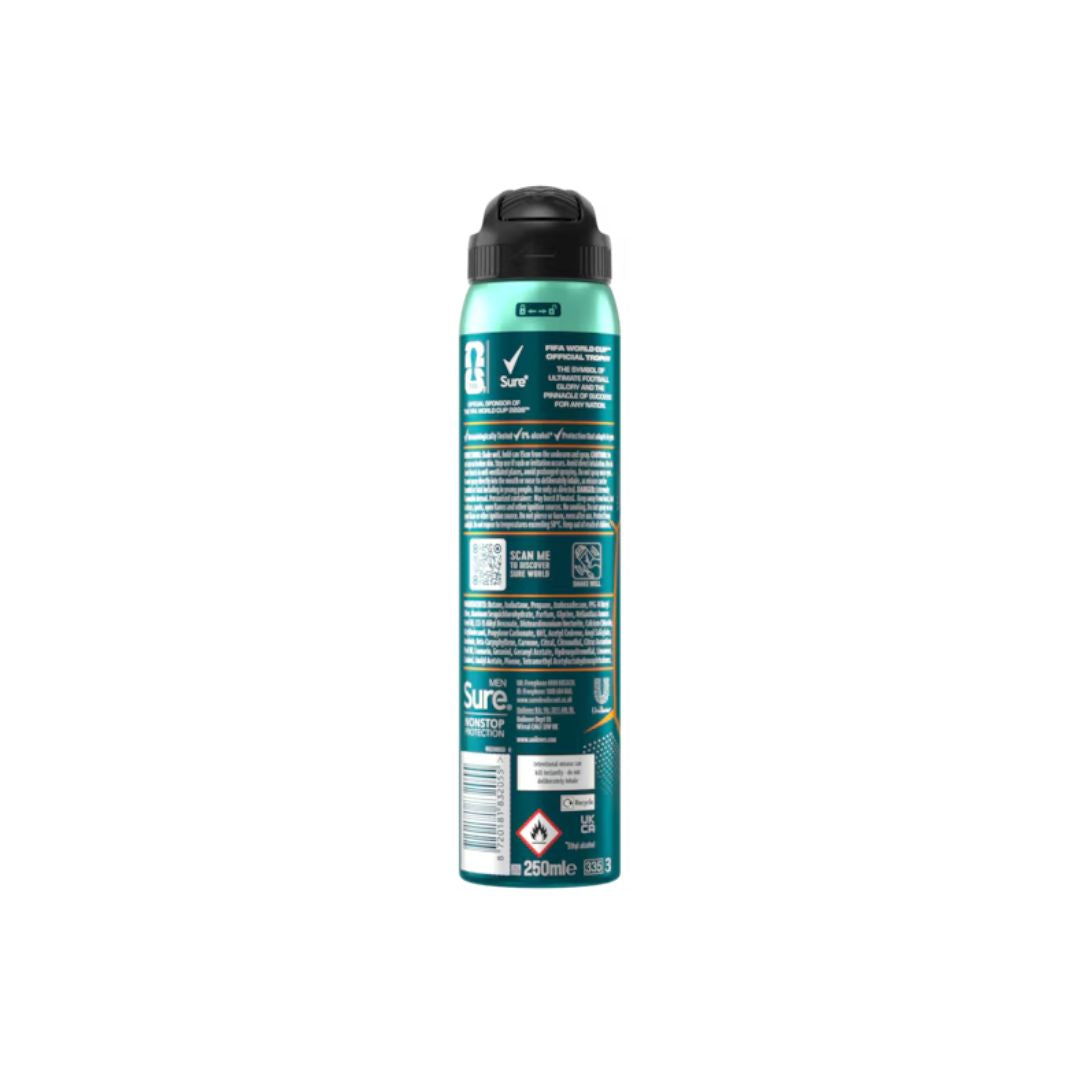 Sure Men Cobalt Dry 72hr Anti-Perspirant Deodorant 250ml (rear angle) on a white background
