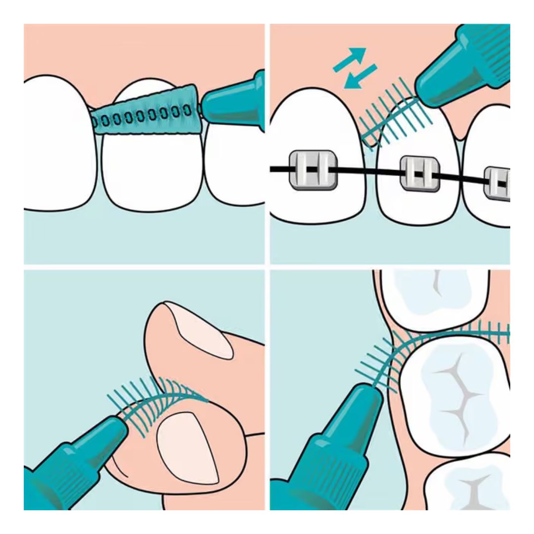 TePe EasyFit Interdental Brushes usage graphic
