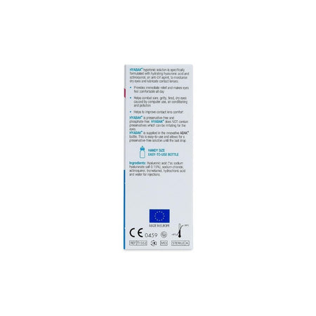 Thea Hyabak Eye Drops 10ml packaging (side angle) on a white background