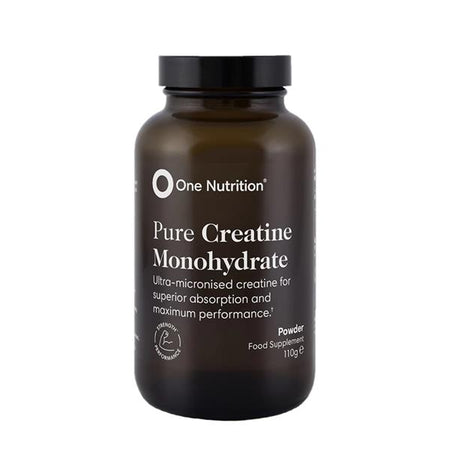 One Nutrition Pure Creatine Monohydrate supplement bottle on a white background