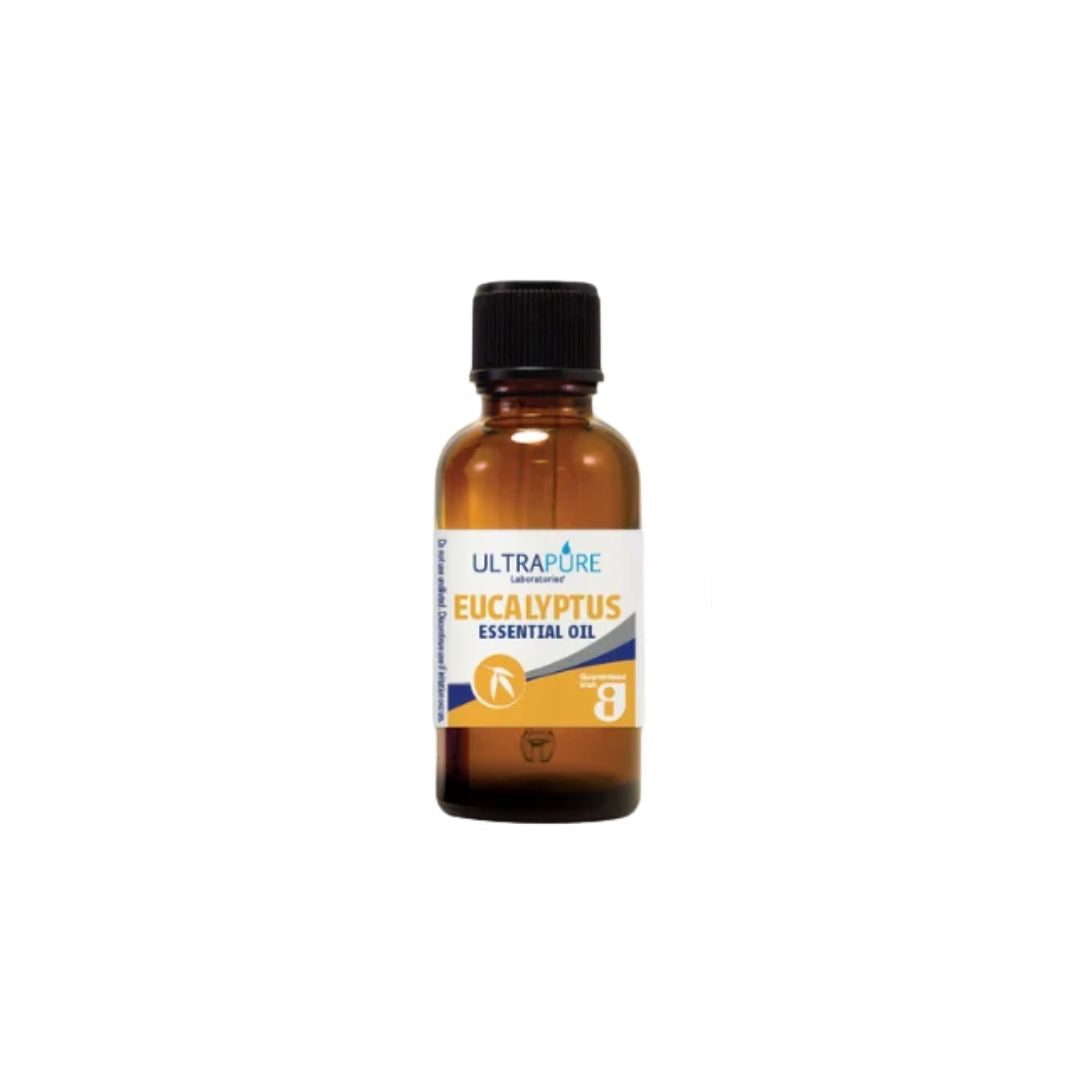 Ultrapure Eucalyptus Essential Oil 25ml container on a white background