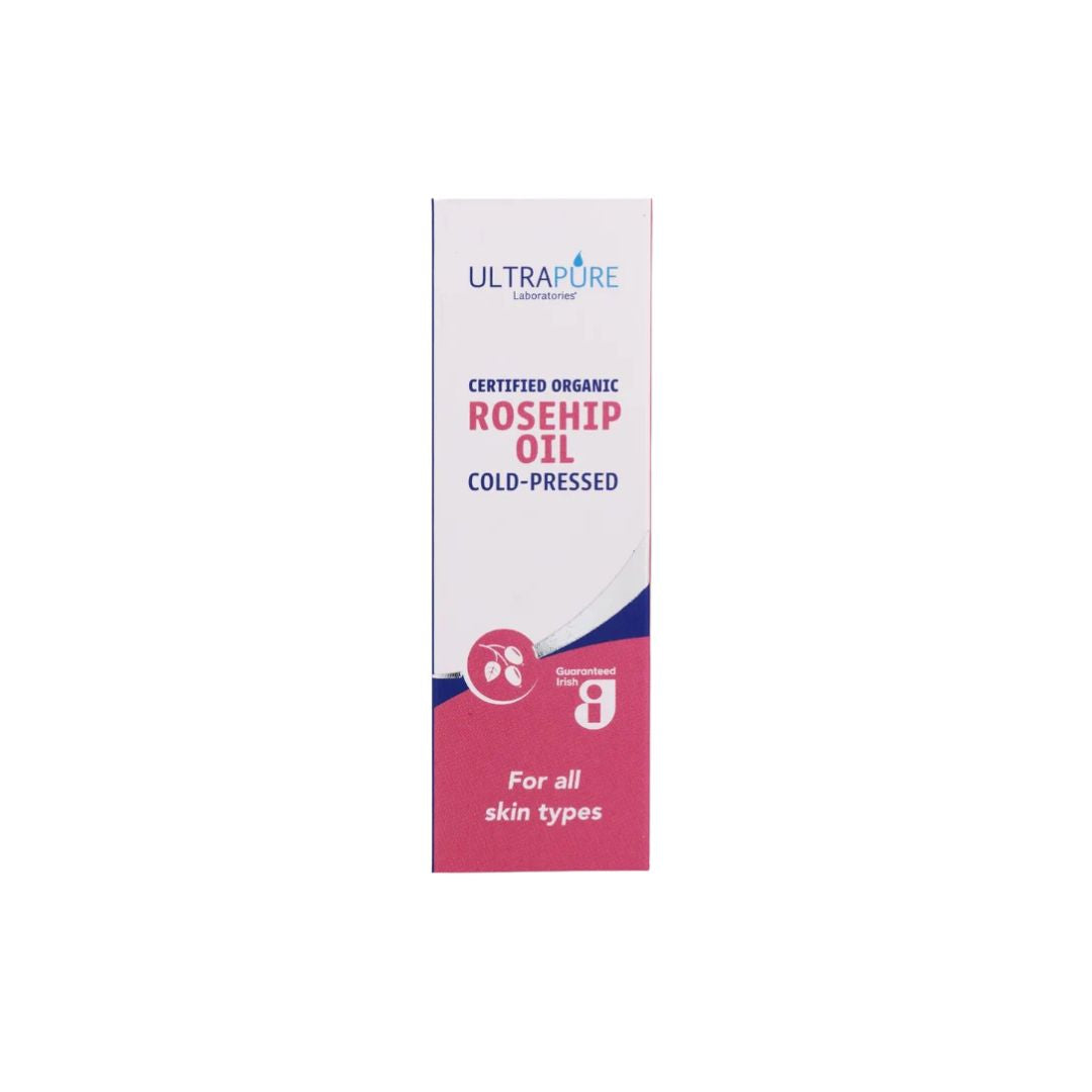 Ultrapure Organic Rosehip Oil 30ml packaging on a white background