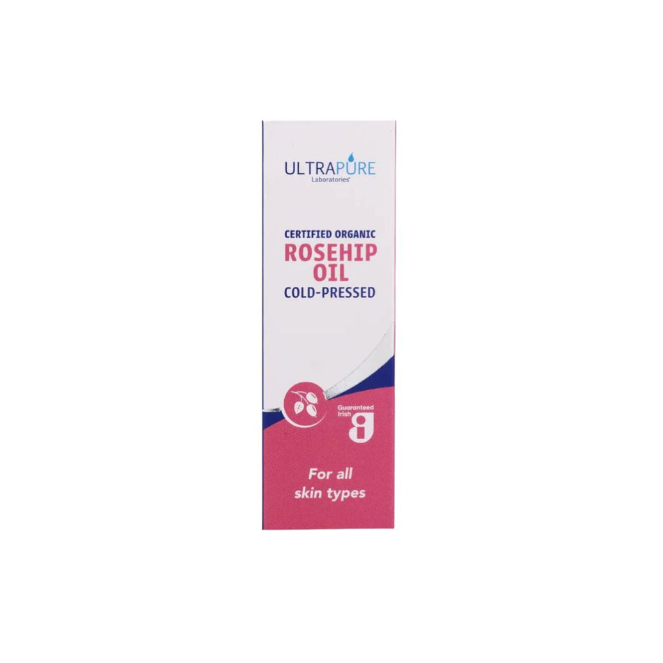 Ultrapure Organic Rosehip Oil 30ml packaging on a white background