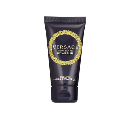 Versace Dylan Blue Pour Femme sublime bath and shower gel on a white background