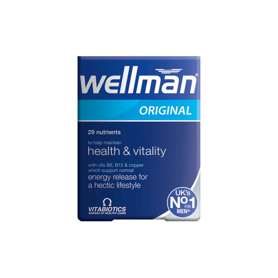 Vitabiotics Wellman Original 30 Tablets packaging on a white background