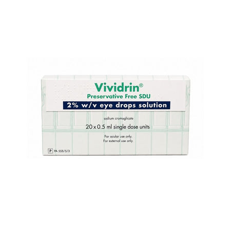 Vividrin Preservative Free Eye Drops packaging on a white background