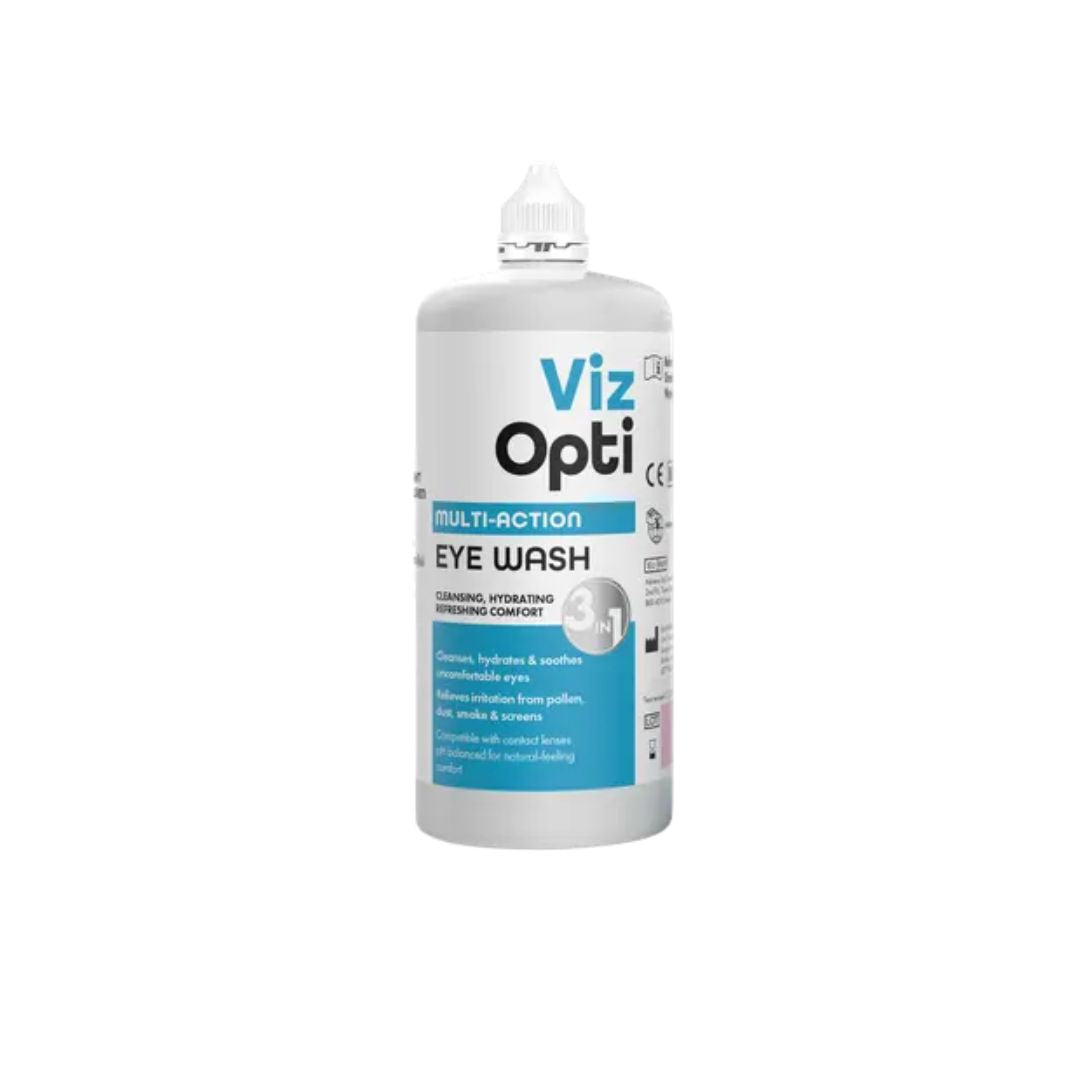 VizOpti Multi-Action Eye Wash 300ml bottle on a white background