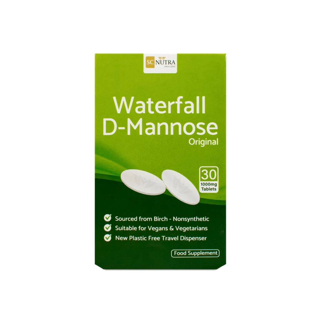 SC Nutra Waterfall D-Mannose 30 Tablets packaging on a white background