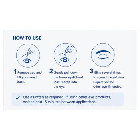 Xailin Plus Lubricating Eye Drops 10ml 'HOW TO USE' on a white background