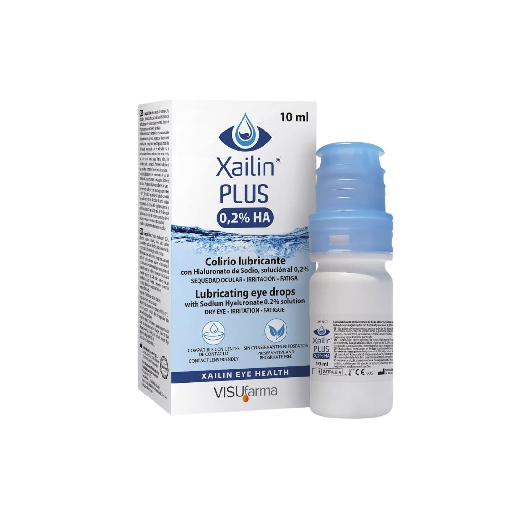 Xailin Plus Lubricating Eye Drops 10ml packaging on a white background