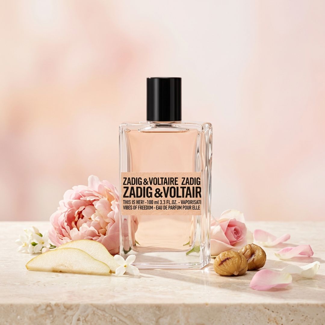 Zadig & Voltaire This Is Her! Vibes of Freedom Eau de Parfum 100ml on a marble countertop