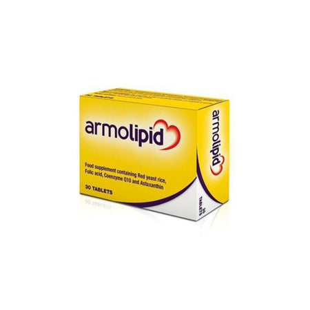 Box of Armolipid tablets on a white background